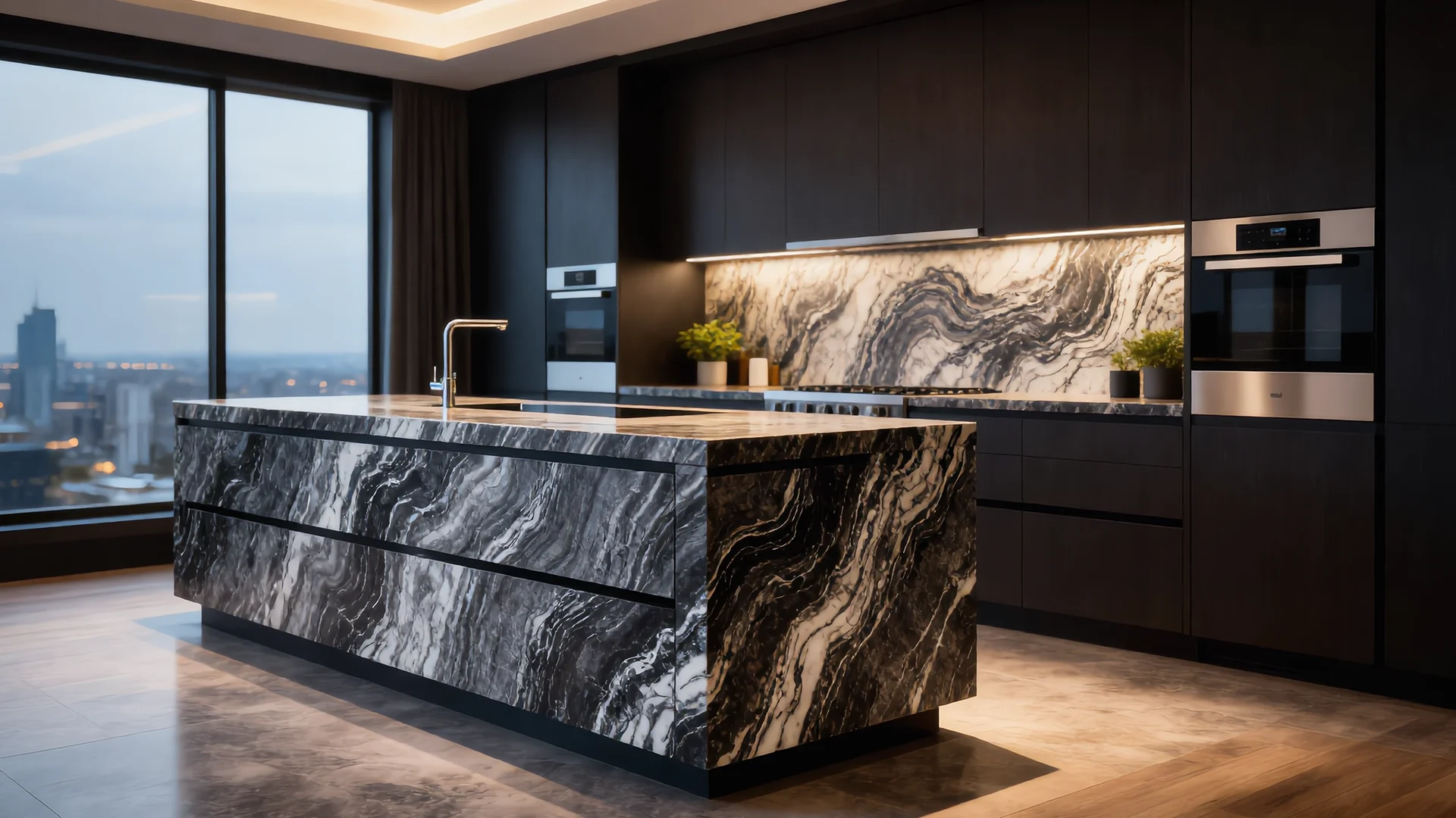 Limra Doğal Taş Silver Wave Mermer banyo kaplaması ve lüks villa projesi zemin döşeme uygulaması.