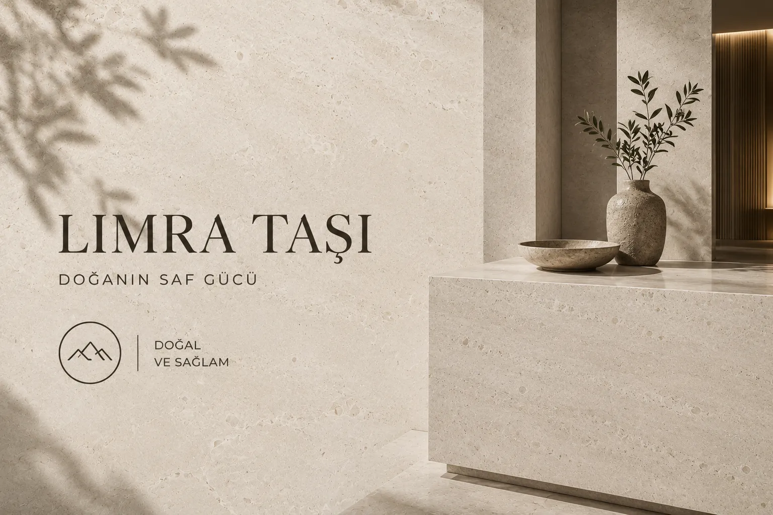Limra taşı örnekleri ve modern mimaride doğal taş uygulamalarını gösteren premium tasarım görseli.